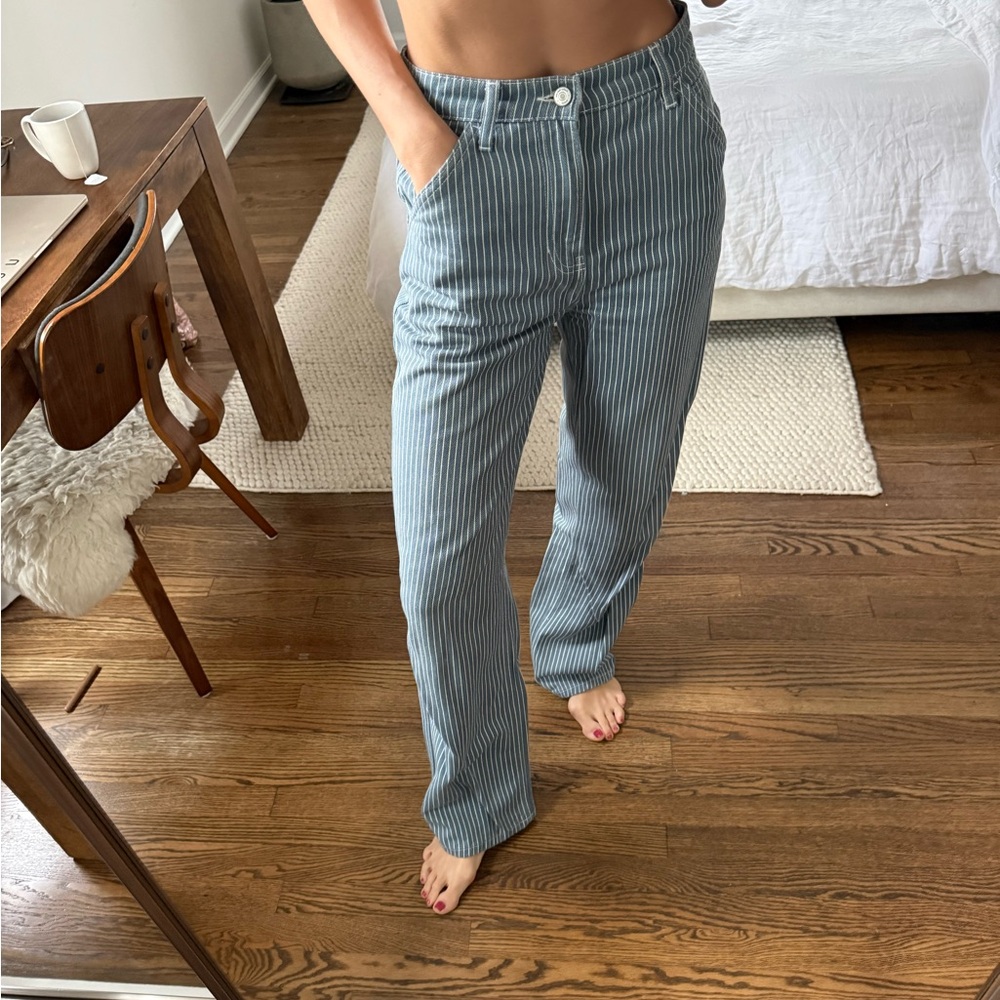 Reformation Striped Blue Carpenter Pants size 26